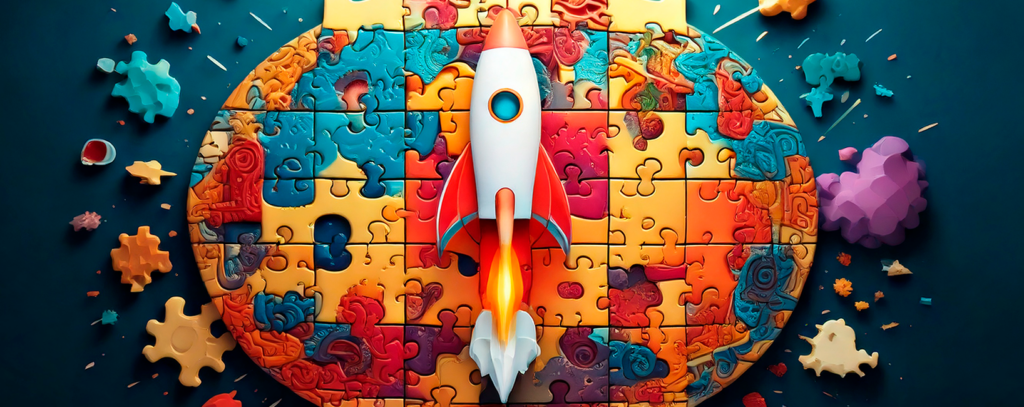 Cohete líder que simboliza una estrategia innovadora de financiación de startups, rompiendo con los modelos tradicionales.